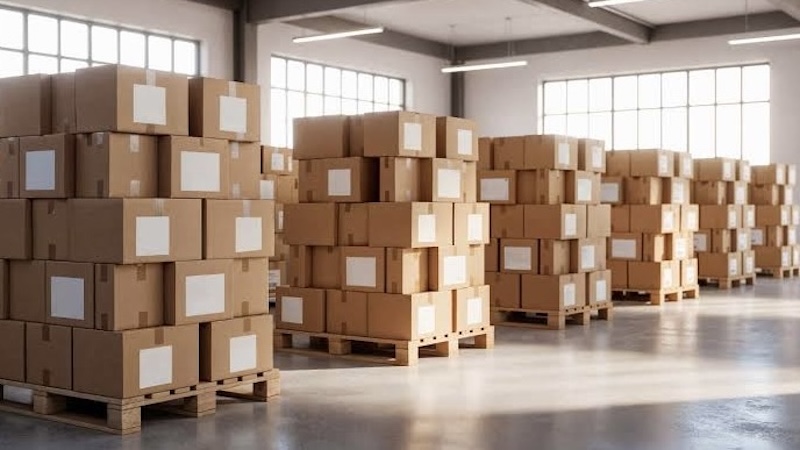Stacked cartons for export