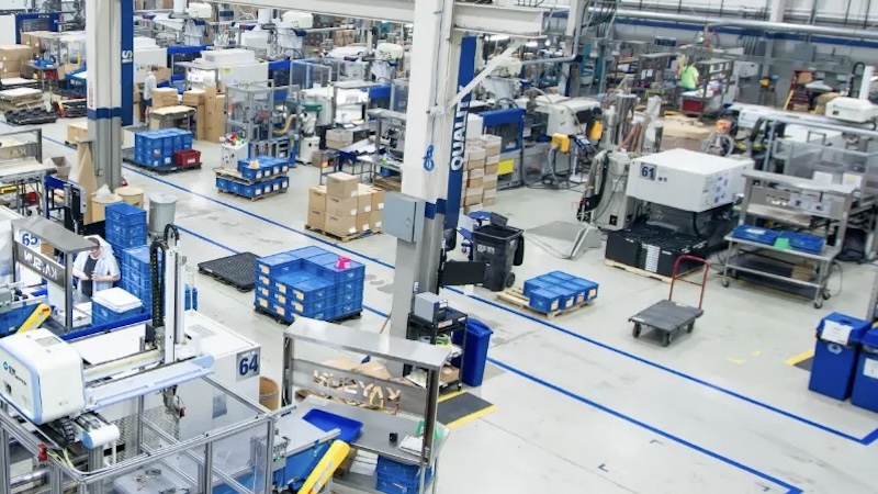 Workers producing customized products at China factory