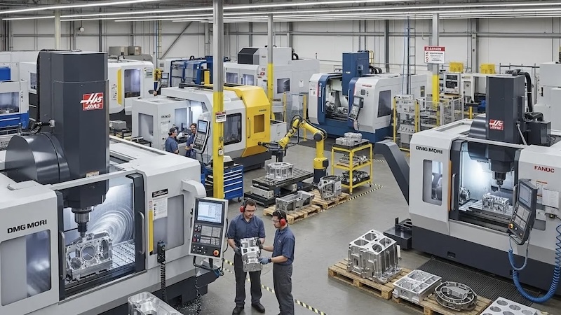 CNC machine running on factory floor