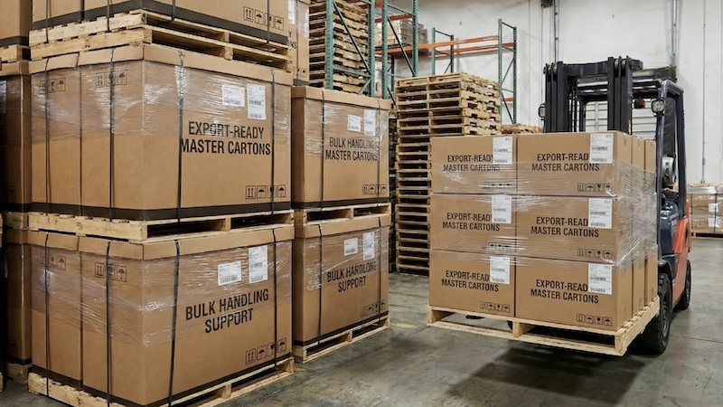 Stacked cartons for finished goods