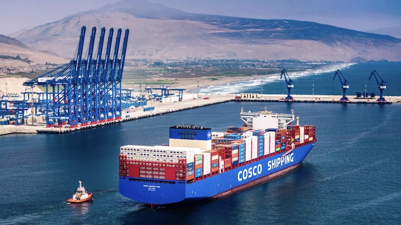 Cosco container at port