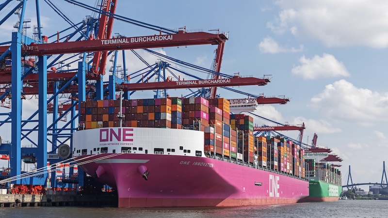 Container ship at sea