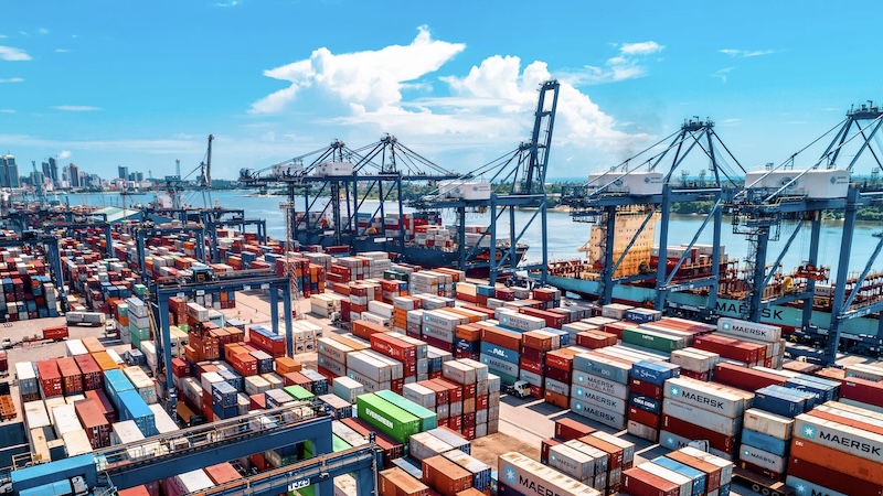 Cargo containers at port