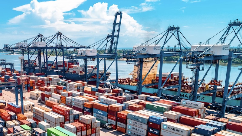 Containers at port terminal