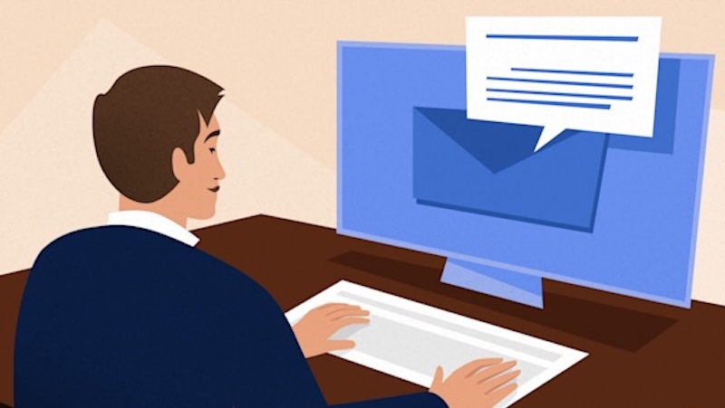 Factory salesperson reviewing inquiries
