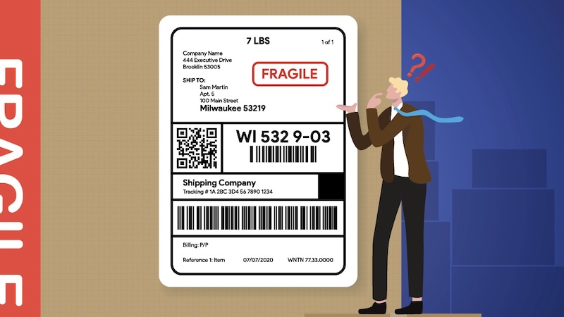 Barcode label on package
