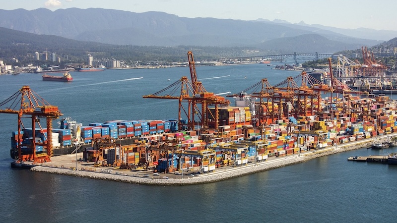 Cargo ship at Vancouver port