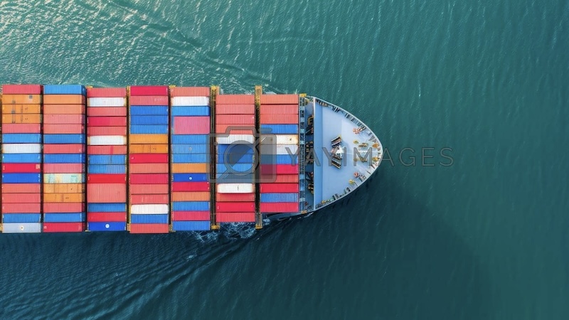 Container ship on ocean