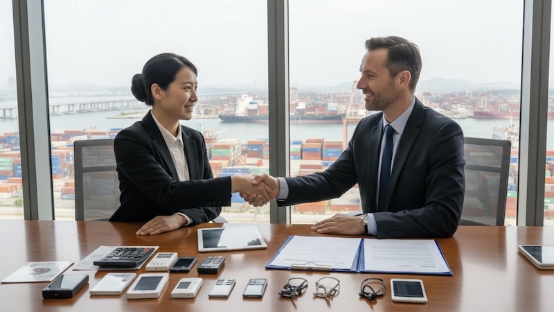 Sourcing agent meeting with client