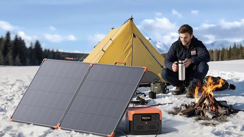 Portable solar panel outdoors