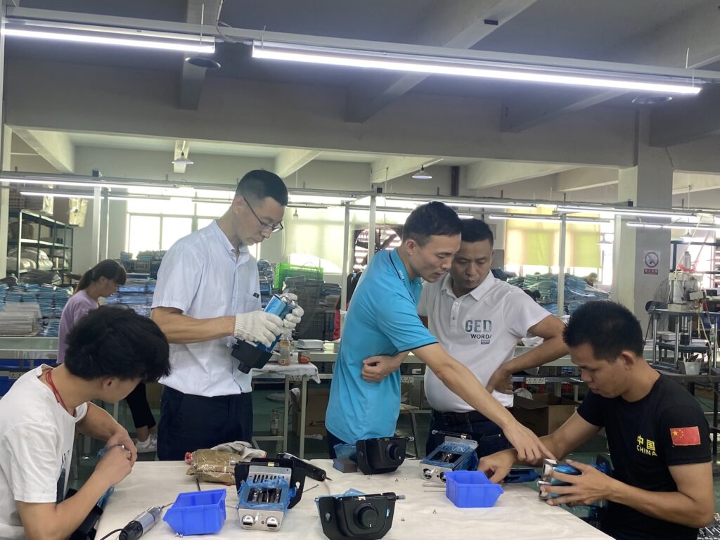 Aaron checking factory quality