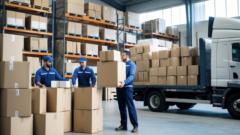 Delivery truck at UK warehouse