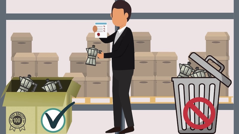Inspector checking products