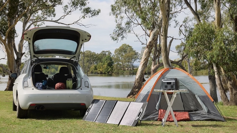 Portable power station outdoors
